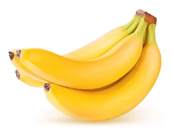 Bunch of fresh yellow bananas on a white background
